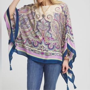 Chico's Elegant Paisley Scarf Lavender Skies Small/Medium NWT